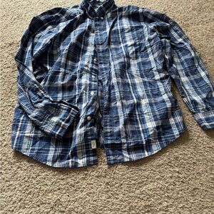 American Eagle Outfitters Navy and White Plaid Shirt